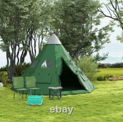 Outsunny 6-7 Person Large Family Party Camping Tent With Carrying Bag, Green