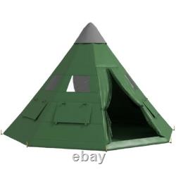 Outsunny 6-7 Person Large Family Party Camping Tent With Carrying Bag, Green