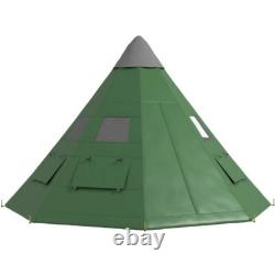 Outsunny 6-7 Person Large Family Party Camping Tent With Carrying Bag, Green