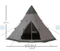 Outsunny 6-7 Person Large Family Party Camping Tent With Carrying Bag, Mesh Window