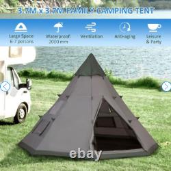 Outsunny 6-7 Person Large Family Party Camping Tent With Carrying Bag, Mesh Window