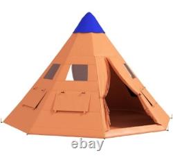 Outsunny 6-7 Person Large Family Party Camping Tent With Carrying Bag, Orange