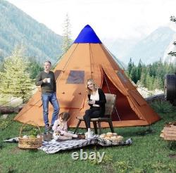 Outsunny 6-7 Person Large Family Party Camping Tent With Carrying Bag, Orange