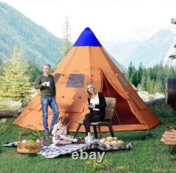 Outsunny 6-7 Person Large Family Party Camping Tent With Carrying Bag, Orange