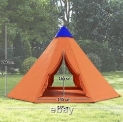 Outsunny 6-7 Person Large Family Party Camping Tent With Carrying Bag, Orange