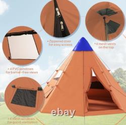Outsunny 6-7 Person Large Family Party Camping Tent With Carrying Bag, Orange
