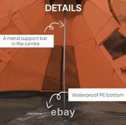 Outsunny 6-7 Person Large Family Party Camping Tent With Carrying Bag, Orange