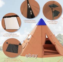 Outsunny 6-7 Person Large Family Party Camping Tent With Carrying Bag, Orange