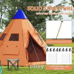 Outsunny 6-7 Person Large Family Party Camping Tent With Carrying Bag, Orange