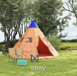 Outsunny 6-7 Person Large Family Party Camping Tent With Carrying Bag, Orange