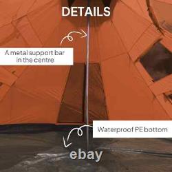 Outsunny 6-7 Person Large Family Party Camping Tent With Carrying Bag Orange
