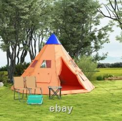 Outsunny 6-7 Person Large Family Party Camping Tent With Carrying Bag, Orange