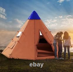 Outsunny 6-7 Person Large Family Party Camping Tent With Carrying Bag, Orange