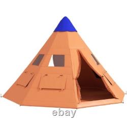 Outsunny 6-7 Person Large Family Party Camping Tent With Carrying Bag, Orange