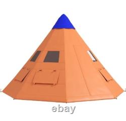 Outsunny 6-7 Person Large Family Party Camping Tent With Carrying Bag, Orange