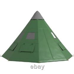 Outsunny 6-7 Person Large Family Party Camping Tent with Carrying Bag Green