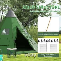 Outsunny 6-7 Person Large Family Party Camping Tent with Carrying Bag Green