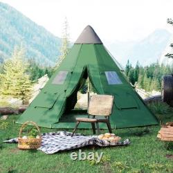 Outsunny 6-7 Person Large Family Party Camping Tent with Carrying Bag Green