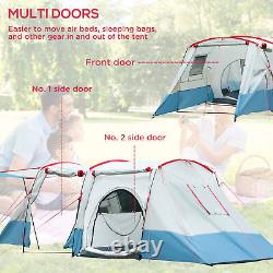 Outsunny 6-8 Person Tunnel Tent, Two-room Camping Tent with Carry Bag, Blue