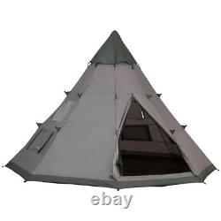 Outsunny 6 Man Tent Metal Poles Water-Resistant Walls Windows Zipped Door Green