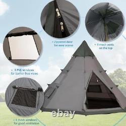 Outsunny 6 Man Tent Metal Poles Water-Resistant Walls Windows Zipped Door Green
