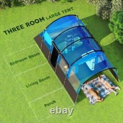 Outsunny 8-Person Camping Tent Tunnel Design with 4 Large Windows Blue