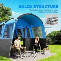 Outsunny 8-Person Camping Tent Tunnel Design with 4 Large Windows Blue