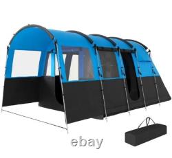 Outsunny 8-Person Camping Tent Tunnel Design with 4 Large Windows Blue