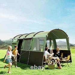 Outsunny 8-Person Camping Tent Tunnel Design with 4 Large Windows Green