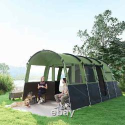 Outsunny 8-Person Camping Tent Tunnel Design with 4 Large Windows Green