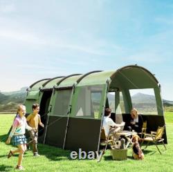Outsunny 8-Person Camping Tent Tunnel Design with 4 Large Windows Green