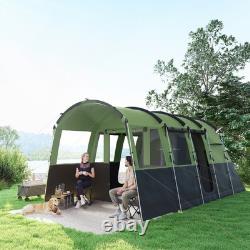 Outsunny 8-Person Camping Tent Tunnel Design with 4 Large Windows Green