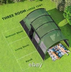 Outsunny 8-Person Camping Tent Tunnel Design with 4 Large Windows Green