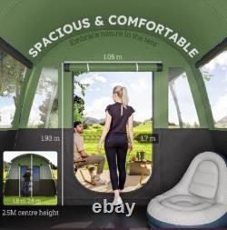 Outsunny 8-Person Camping Tent Tunnel Design with 4 Large Windows Green