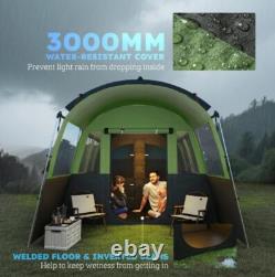 Outsunny 8-Person Camping Tent Tunnel Design with 4 Large Windows Green