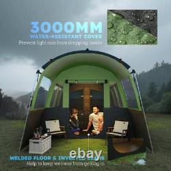 Outsunny 8-Person Camping Tent Tunnel Design with 4 Large Windows Green