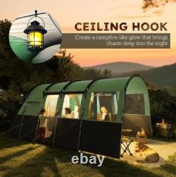 Outsunny 8-Person Camping Tent Tunnel Design with 4 Large Windows Green
