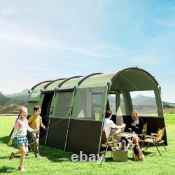 Outsunny 8-Person Camping Tent Tunnel Design with 4 Large Windows Green