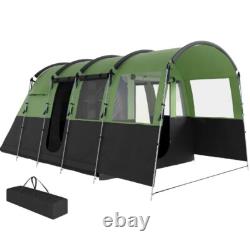 Outsunny 8-Person Camping Tent Tunnel Design with 4 Large Windows Green