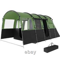 Outsunny 8-Person Camping Tent Tunnel Design with 4 Large Windows Green