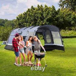 Outsunny 8-Person Camping Tent, Waterproof Family Tent, Tunnel Design, 4 Large W
