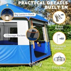 Outsunny Camping Tent 3000mm Waterproof 4-6 Person Blue, Refurbished