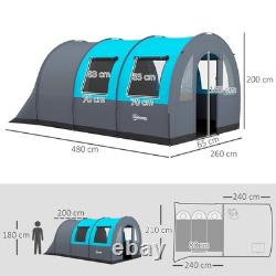 Outsunny Camping Tent, 3000mm Waterproof Family Tent for 5-6 Man, Blue