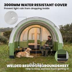 Outsunny Camping Tent, 3000mm Waterproof Family Tent for 5-6 Man, Green