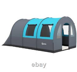 Outsunny Camping Tent, 3000mm Waterproof Family Tent for 5-6 Man, Grey and Blue