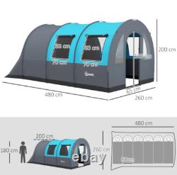 Outsunny Camping Tent, 3000mm Waterproof Family Tent for 5-6 Man, Grey and Blue