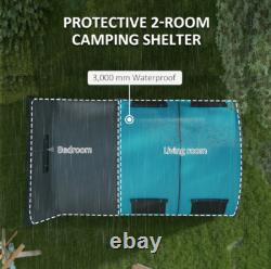 Outsunny Camping Tent, 3000mm Waterproof Family Tent for 5-6 Man, Grey and Blue