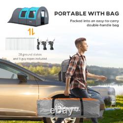 Outsunny Camping Tent, 3000mm Waterproof Family Tent for 5-6 Man, Grey and Blue