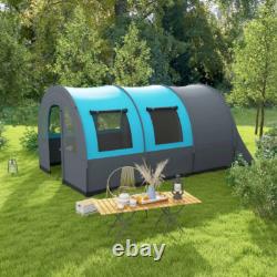 Outsunny Camping Tent, 3000mm Waterproof Family Tent for 5-6 Man, Grey and Blue