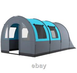 Outsunny Camping Tent, 3000mm Waterproof Family Tent for 5-6 Man, Grey and Blue
